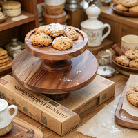 Support à gâteau rond en bois, piédestal pour présentation de desserts, plateforme de service pour événements de boulangerie
