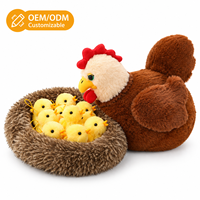 Ensemble de jouets en peluche personnalisés OEM : Poupée en peluche douce de maman poule avec poussins et nid pour décoration intérieure et cadeau