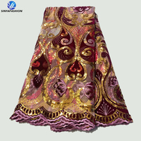 Sinya luxe africain maille filet dentelle de mariée avec paillettes brillantes dentelle tissu luxe dentelle robe de soirée