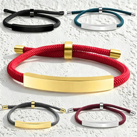 Bracelet en acier inoxydable 304 gravable, avec cordon tressé réglable, logo personnalisé, pour homme, femme, unisexe, cadeau, bijoux - Vente flash
