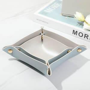 Boîte de rangement pliable en cuir de qualité supérieure, organisateur de bureau carré pour bijoux, cosmétiques, usage domestique et de bureau - Product Image 4