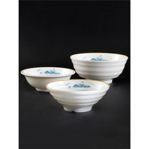 Ensemble de 6 bols en céramique Great Mountains And Rivers avec bord doré pour soupe, nouilles et petit-déjeuner - Product Image 3