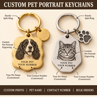 Porte-clés personnalisé avec portrait d'animal de compagnie, gravure sur métal, photo de chien ou de chat, nom personnalisé, numéro, forme irrégulière, souvenir créatif, cadeau