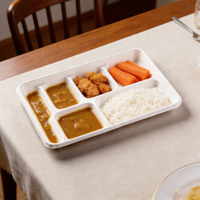 Assiettes compostables à 6 compartiments, assiettes en papier jetables écologiques en bagasse de canne à sucre pour buffet