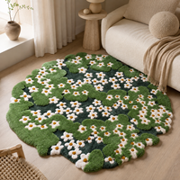 Tapis en acrylique Manna personnalisé, style floral, en peluche, 35 mm d'épaisseur, tufté à la main, style moderne, style mousse, pour salon, super doux et moelleux