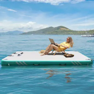 शेयर Inflatable मंच अस्थायी द्वीप में पानी सागौन डॉक तैरना मंच बेड़ा नाव