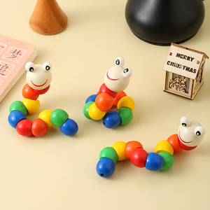 Wooden Twisting Bug Rainbow 10 Segment Educational Toy For Children 2 4 Years Unisex <b>Building</b> <b>Blocks</b> Set - Product Image 2
