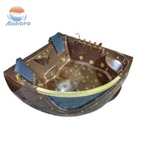 Baignoire de massage autoportante pour 2 personnes à prix abordable, avec lumières LED et commandes multifonctions, pour salle de bain intérieure