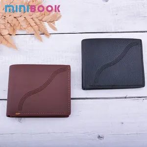 Minibook-billetera de cuero personalizada para hombre, billetera grabada, juegos de banda para reloj, tarjetero de identificación con billetera