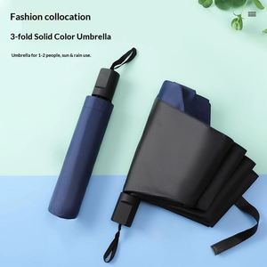 Grand parapluie pliant manuel noir pour homme, renforcé, épaissi, coupe-vent, design minimaliste, double usage soleil/pluie, idéal comme cadeau d'affaires - Product Image 2