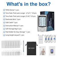 STIMEASE Appareil de massage corporel 24 modes TENS7000 avec électrodes TENS pour soulager la douleur et EMS pour renforcer les muscles, rechargeable par USB 13 TENS/16