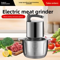 Hachoir Électrique Domestique Multifonction en Acier Inoxydable, Robot Culinaire pour Bébé, Hachoir à Viande, Presse-Ail, Hachoir à Piments, Trancheuse
