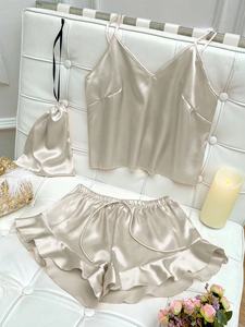 夏季丝绸女孩无袖上衣和短裤睡衣2件套 - Product Image 3