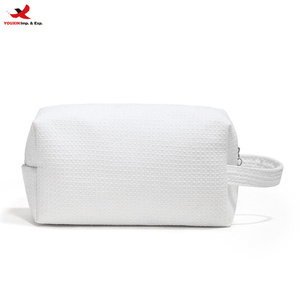 Pochette cosmétique en coton écologique à motif lettres et fermeture éclair, tendance, simple et élégante, rayures, prête à expédier, commande en gros mixte - Product Image 1