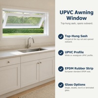 Fenêtre à auvent en PVC à ouverture vers l'extérieur avec vitrage isolant, joint d'étanchéité EPDM et moustiquaire pour les constructeurs et projets résidentiels aux États-Unis