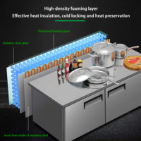 Réfrigérateur commercial d'établi plat réfrigérateur à température unique 201/304 refroidisseur et congélateur refroidis par air en acier inoxydable