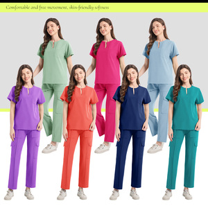 Women's Nurse Uniform Pants Light Blue Cargo Style Moisture Wicking Comfortable Workwear Hospital Scrubs Set - Product Image 3