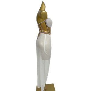 Sihaiyile, corsé de lentejuelas blancas con diamantes de imitación, faldas con abertura alta, conjunto de <span class=keywords><strong>2</strong></span> piezas, vestido de cena para mujer, vestido de noche para fiesta, trajes de Festival - Product Image 3