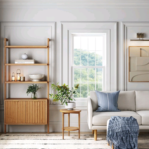 Combohome Librería Estantes de exhibición Escalera Librería Sala de estar Librerías Estante de libros Estantes de madera Muebles de biblioteca para el hogar - Product Image 2