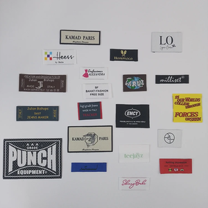 Camiseta personalizada tela marca privada logotipo etiqueta textil cuello tela lujo alta densidad prendas tejidas etiquetas para ropa - Product Image 3