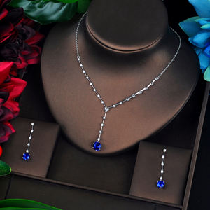 HIBRIDE largo pequeño Dubai Cubic Zircon conjuntos de joyería para mujer accesorios de boda collar conjunto Bijoux Femme Ensemble - Product Image 3