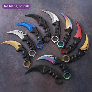 سكين مخلب من الشركة المصنعة، نسخة سميكة من الفولاذ الكروم 13، بنفس تصميم لعبة CSGO، سكين تدريب يدوي للاستخدام الخارجي، منحني - Product Image 5