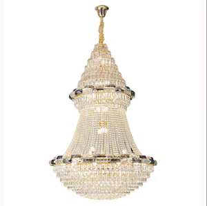 Nouvel arrivage de lustres suspendus lumières escalier d'hôtel hall d'hôtel led luxe k9 cristal grand lustre - Product Image 6