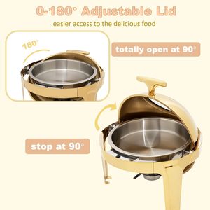 Luxuriöses Chafing Dish Buffet-Set mit Rolltopdeckel aus Edelstahl, Servier-Set für Catering, kommerzieller Speisenwärmer für Buffets mit Sichtfenster - Product Image 3