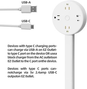 EU Ổ cắm điện Extender cắm tường Outlet Extender mở rộng tường ổ cắm cho phía sau ghế đầu giường bàn - Product Image 2