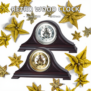 Grandfather Retro Table Desk <strong>Clock</strong> with Backlight Radio and Calendars-Wood <strong>Mantle</strong> Wall Decor - Product Image 3