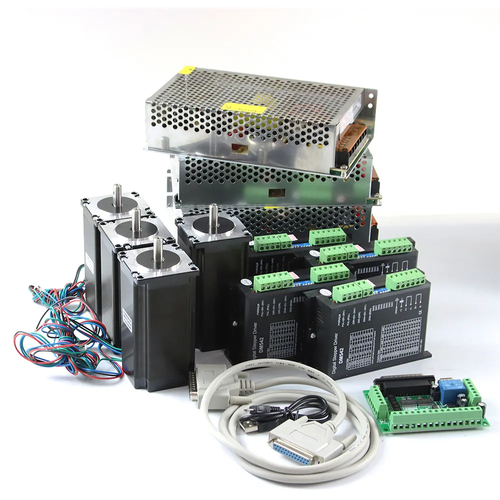 Cnc Router 4 Axis Kit 4pcs dm542 57HS112 3nm hybrid Stepper Motor Driver+ 4pcs Nema 23 425Oz Motor +24v 36v Power Supply