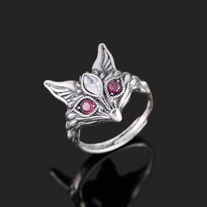 100% naturale piropo granato pietra gemma anello Unisex regolabile S925 Sterling Silver anello pietra portafortuna <span class=keywords><strong>volpe</strong></span> gioiello - Product Image 1