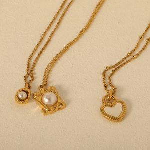 Collares de Joyería Personalizados al por Mayor de Acero Inoxidable con Baño de Oro de 18k, con Colgantes de Mariposa, Perla, Cruz y Corazón para Mujer - Product Image 5