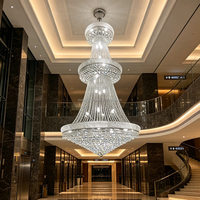 Lustre en cristal K9 style Grand Empire, luminaire suspendu de luxe en forme de grande pyramide pour l'éclairage des espaces à plafond haut d'hôtel