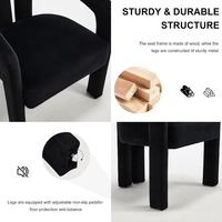 Ensemble de 2 chaises de salle à manger modernes en velours, chaise d'appoint rembourrée de style Mid-Century Modern
