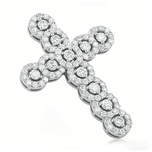 CUSTOM SILVER 10K/14K/18K GOLD PLATED LAB GROWN CVD DIAMOND CLASSIC ENGAGEMENT GIFT SWEATER <b>CHAIN</b> NECKLACE <b>CROSS</b> PENDANT - Product Image 4