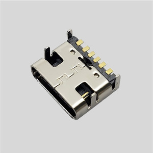 ขั้วต่อแบบติดตั้งบนบอร์ด Type-C 6 พิน แบบตัวเมีย ความยาว 6.80 มม. 3A 5V สำหรับติดตั้งบน PCB ทนไฟ USB Type-C - Product Image 1