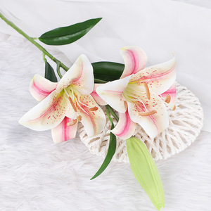 Rama <span class=keywords><strong>de</strong></span> Lirio Artificial Realista con Capullos, Tallo <span class=keywords><strong>de</strong></span> Lirio Rosa Artificial para Decoración del Hogar, Bodas, Sala <span class=keywords><strong>de</strong></span> Estar, Elegante Flor Artificial para Regalo - Product Image 6