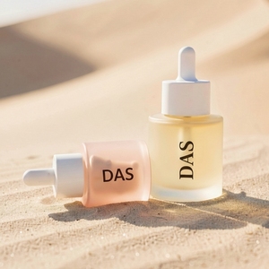 Botella de vidrio esmerilado mate cilíndrica vacía de 1 oz (15ml, 20ml, 30ml, 50ml, 60ml) con <span class=keywords><strong>hombro</strong></span> plano y cuentagotas para cosméticos y aceites esenciales - Product Image 2