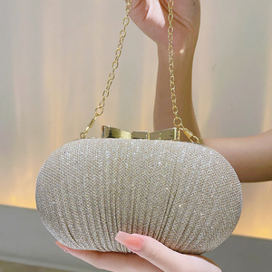 Ladies Golden Evening Handbag Bridal Metal Bow <b>Wedding</b> Shiny <b>Clutches</b> Bag Chain Shoulder Bags - Product Image 2