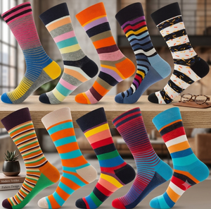 Calcetines de Algodón a Rayas Coloridos de Estilo Urbano, a Media Pantorrilla, para Hombre y Mujer, de Marca Moderna - Product Image 1