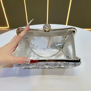 Cross-border New Diamond-encrusted Polyester Women's High-end Fashion <b>Clutch</b> Crossbody Bag Light Luxury Flash Tanjing - Product Image 3