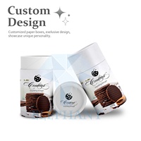 Papier kraft bleu rose imprimé de qualité alimentaire personnalisé Biscuits aux pépites de chocolat Cylindre à biscuit Tube de papier d'emballage alimentaire
