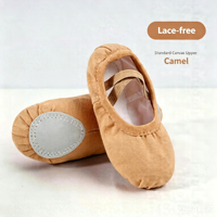 Chaussons de danse professionnels en toile blanche sans lacets à semelle fendue pour enfants, idéaux pour la gymnastique et la pratique