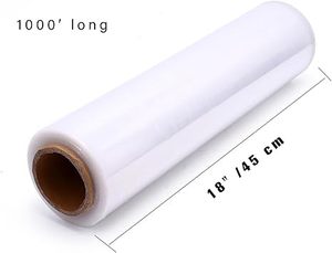 Huamaohengchun 4 Rollos de Film Retráctil de HDPE de 18" x 1000' Calibre 80, Envoltura para Palés Autoadhesiva Transparente de Grado Alimenticio - Product Image 2