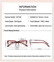 Gafas Partagas TR90 con Marco Cuadrado Suave, Bisagras de Resorte, Anti Luz Azul, Montura Óptica para Niños
