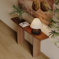 Console de luxe en bois massif de style moderne du milieu du siècle avec miroir pour entrée, salon et villa