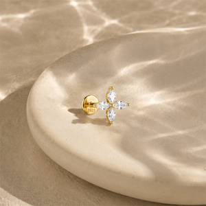 Piercing de Lujo Chapado en Oro de 18K, Plata S925 con Circonita Cúbica, Minimalista y Exquisito, Joyería Corporal de Cabeza Plana, Pieza Única - Product Image 4