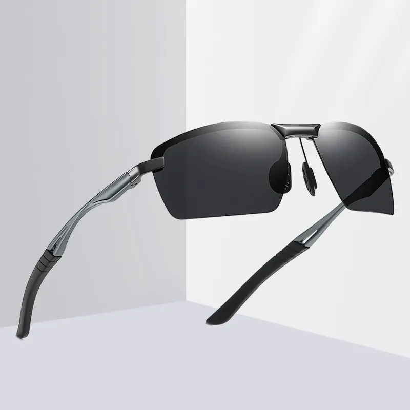 High Quality Half Frame Polarized Sunglasses Men Driving Sunglasses Outdoor Cycling Sun Glasses Uv400 Adult Aluminum TAC Unisex