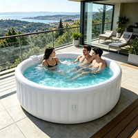 Spa gonflable rond en PVC blanc chauffant avec pompe filtrante, capacité 550L, pour la détente familiale en extérieur